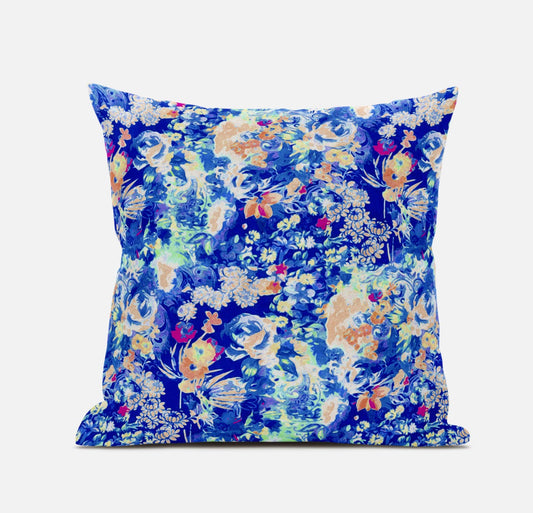 Bright Blue Springtime Suede Pillow