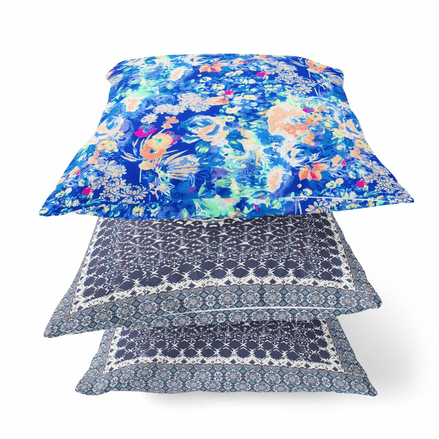 Bright Blue Springtime Suede Pillow
