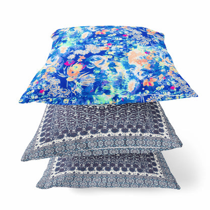 Bright Blue Springtime Suede Pillow