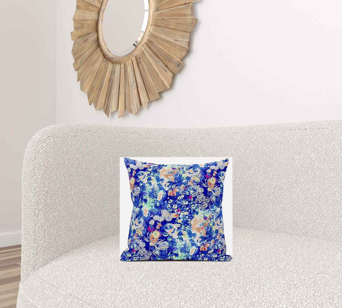 Bright Blue Springtime Suede Pillow