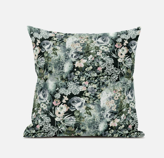Green Gray Springtime Suede Pillow