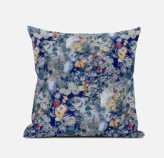 Blue Gray Springtime Suede Pillow