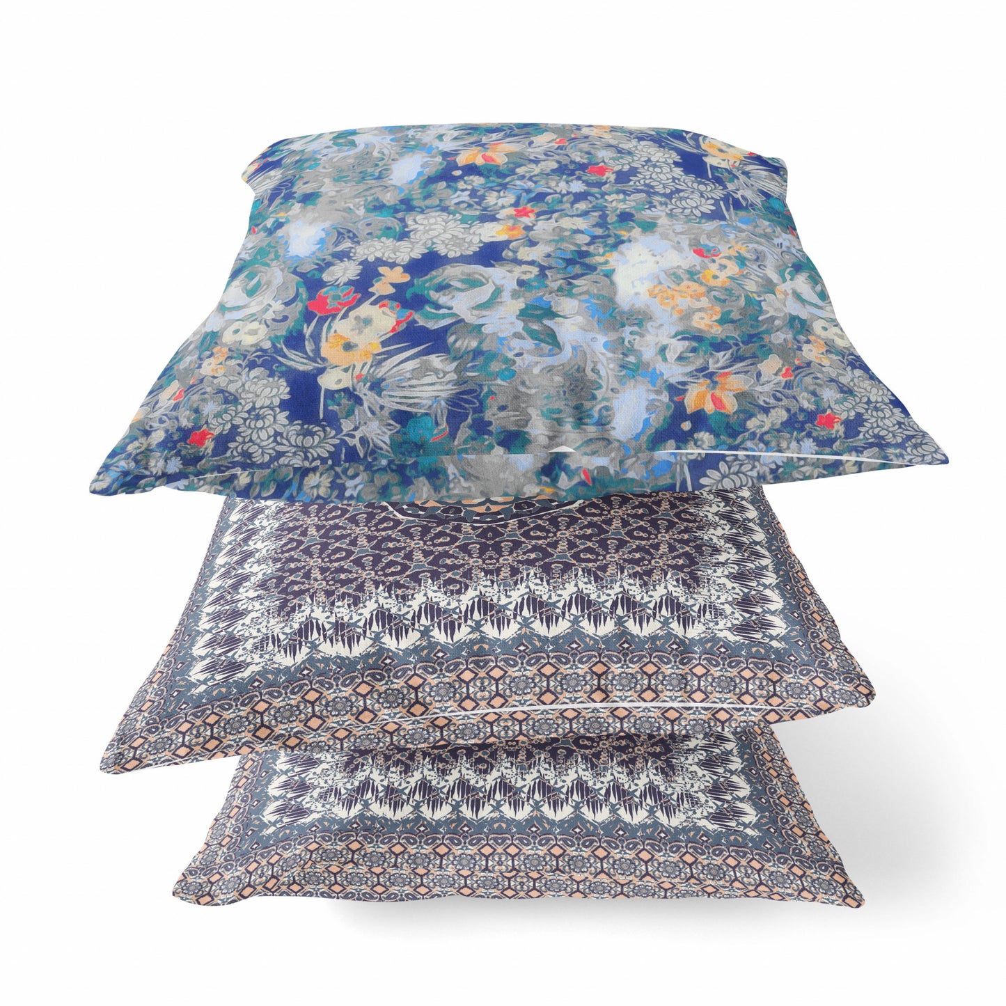 Blue Gray Springtime Suede Pillow