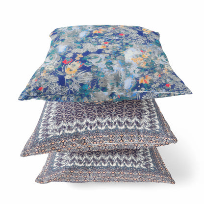 Blue Gray Springtime Suede Pillow
