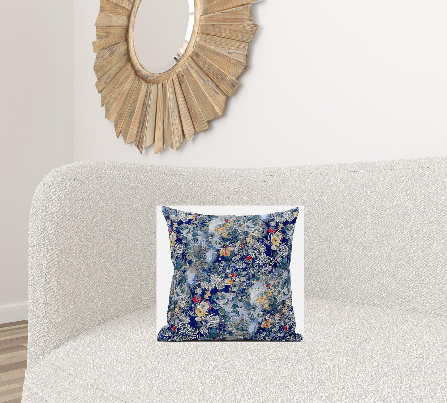 Blue Gray Springtime Suede Pillow