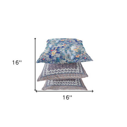Blue Gray Springtime Suede Pillow