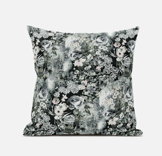 Gray White Springtime Suede Pillow