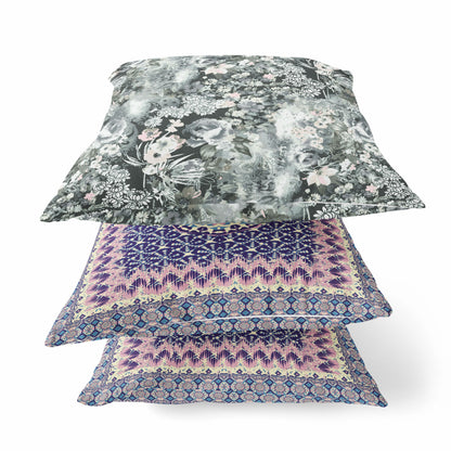 Gray White Springtime Suede Pillow