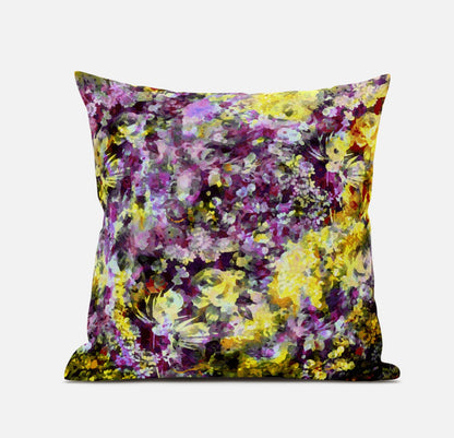 Purple Yellow Springtime Suede Pillow