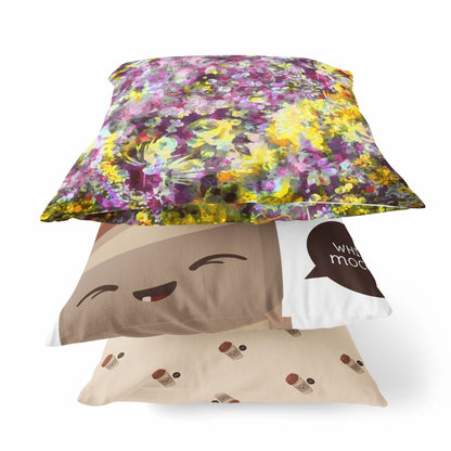 Purple Yellow Springtime Suede Pillow