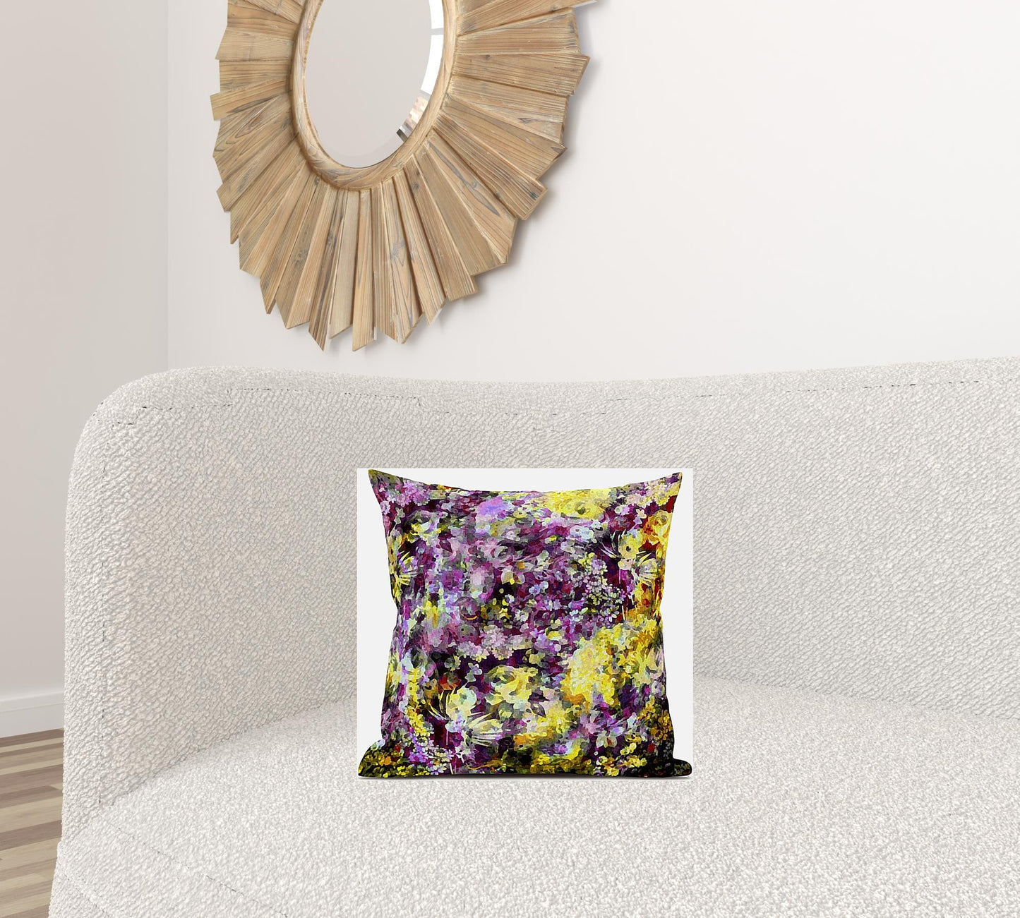Purple Yellow Springtime Suede Pillow