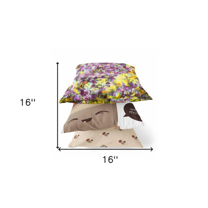 Purple Yellow Springtime Suede Pillow