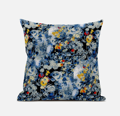 Blue Yellow Springtime Suede Pillow