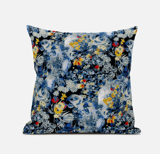 Blue Yellow Springtime Suede Pillow