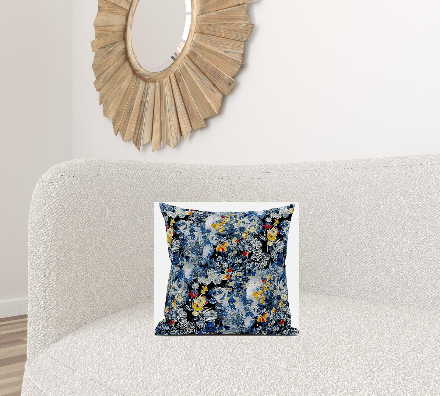 Blue Yellow Springtime Suede Pillow