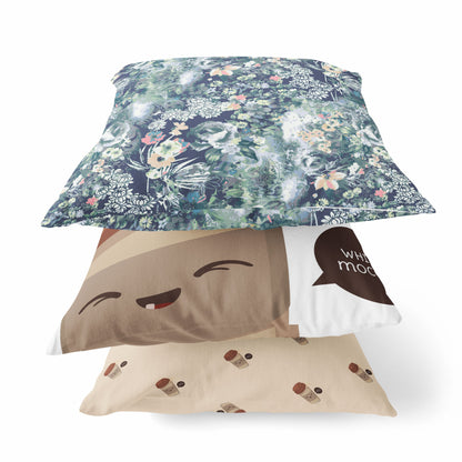 Gray Indigo Springtime Suede Pillow