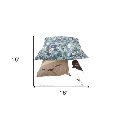 Gray Indigo Springtime Suede Pillow