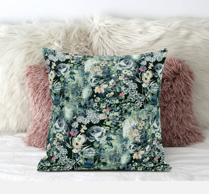 Green Black Springtime Suede Pillow