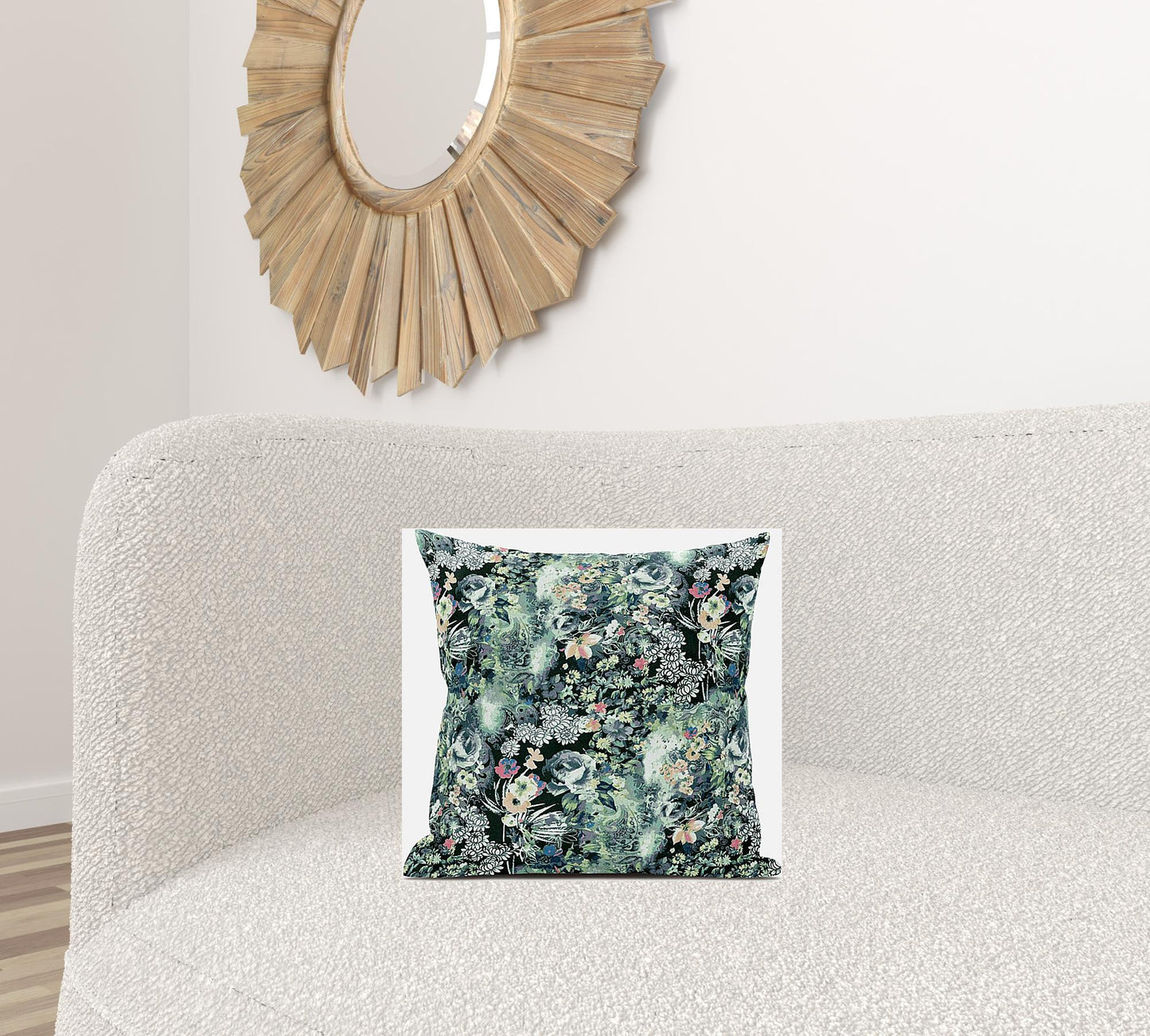 Green Black Springtime Suede Pillow