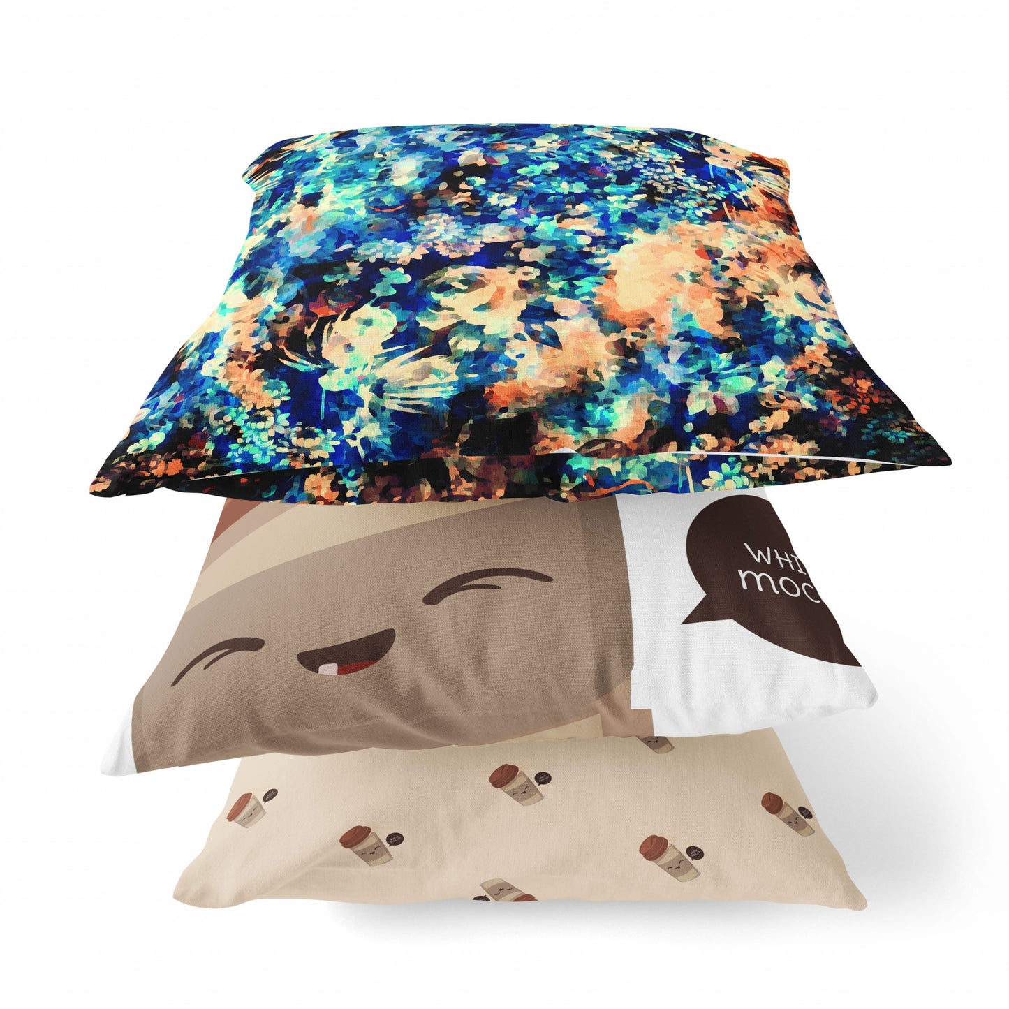 Orange Blue Springtime Suede Pillow