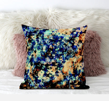 Orange Blue Springtime Suede Pillow