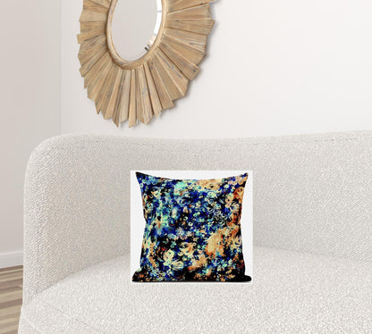 Orange Blue Springtime Suede Pillow