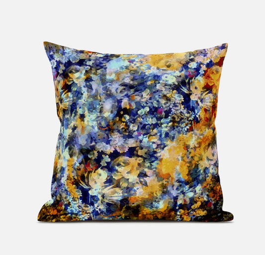 Orange Indigo Springtime Suede Pillow