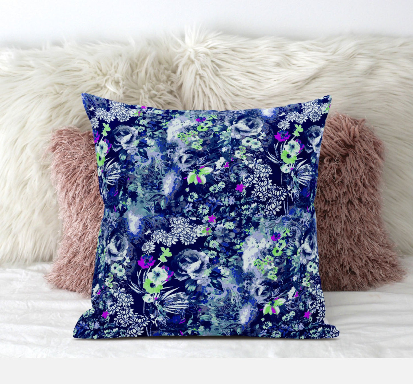 Purple Blue Springtime Suede Pillow