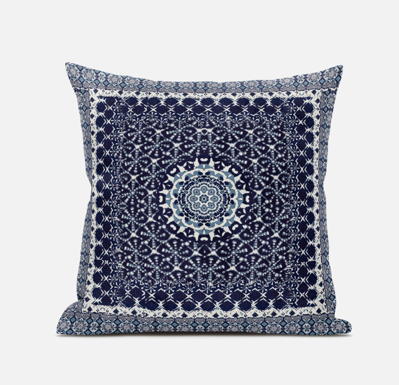 Indigo Blue Holy Floral Suede Pillow