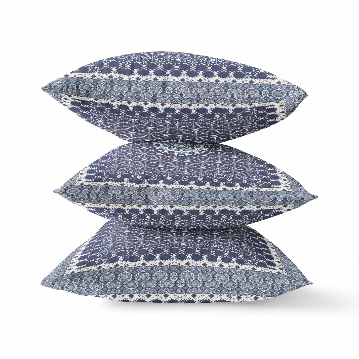 Indigo Blue Holy Floral Suede Pillow