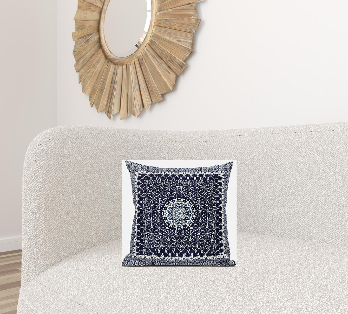 Indigo Blue Holy Floral Suede Pillow
