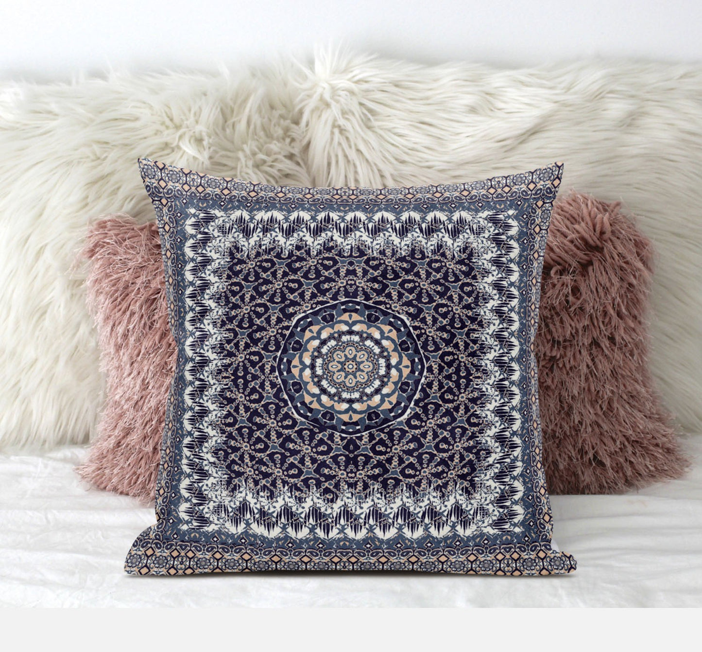 Gray Peach Holy Floral Suede Pillow