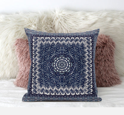 Indigo White Holy Floral Suede Pillow