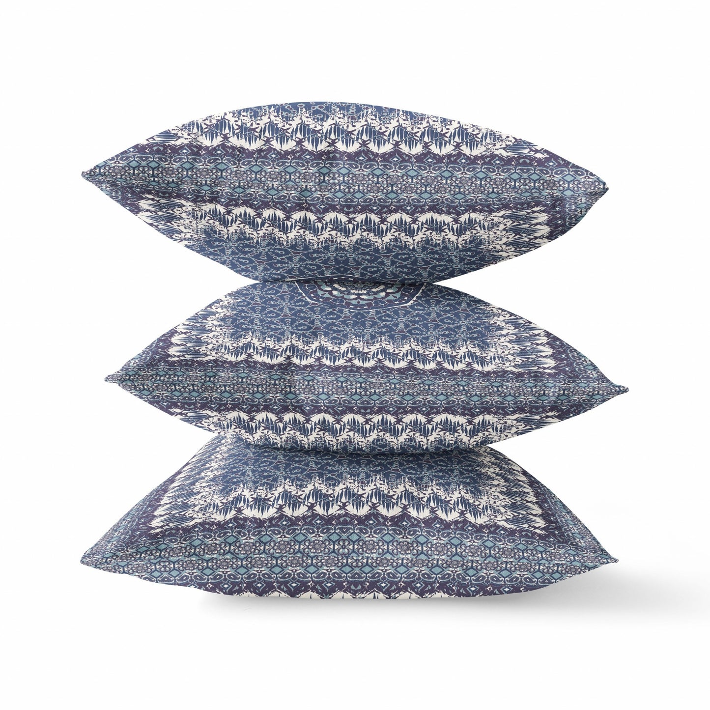 Indigo White Holy Floral Suede Pillow