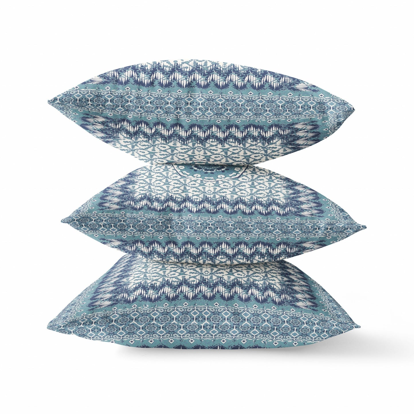Blue White Holy Floral Suede Pillow