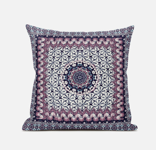 Pink Gray Holy Floral Suede Pillow