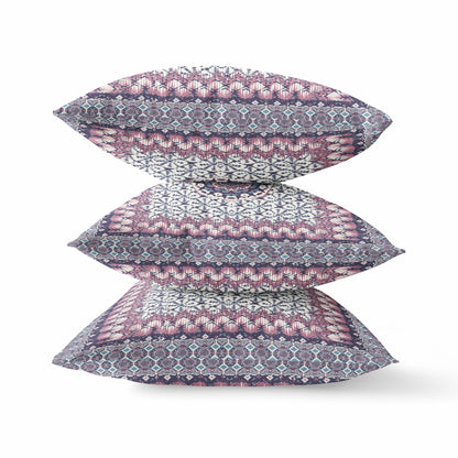 Pink Gray Holy Floral Suede Pillow
