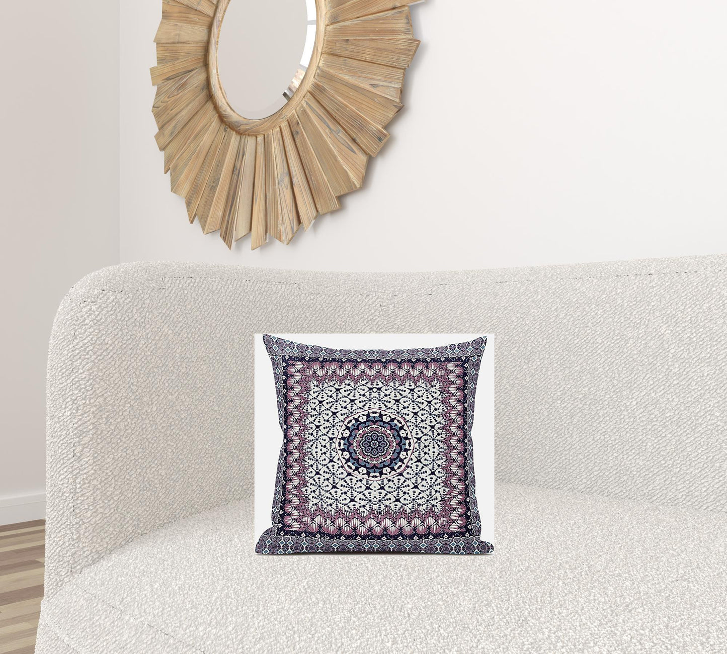 Pink Gray Holy Floral Suede Pillow