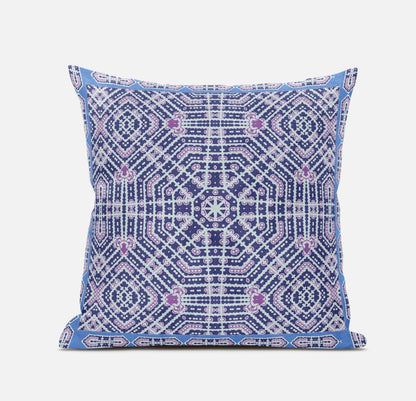 Lilac Blue Geostar Suede Pillow