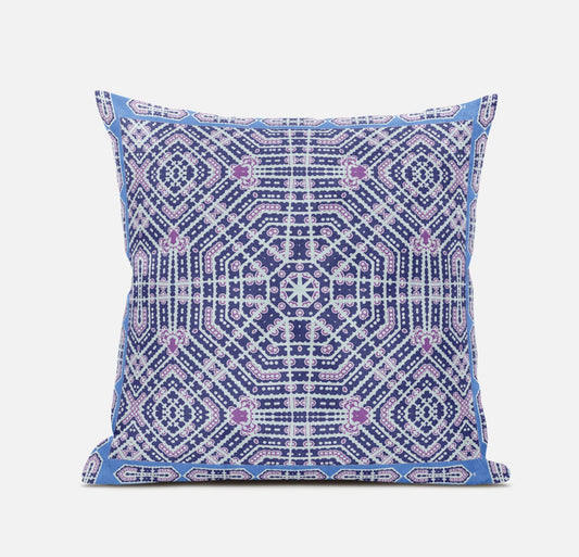Lilac Blue Geostar Suede Pillow