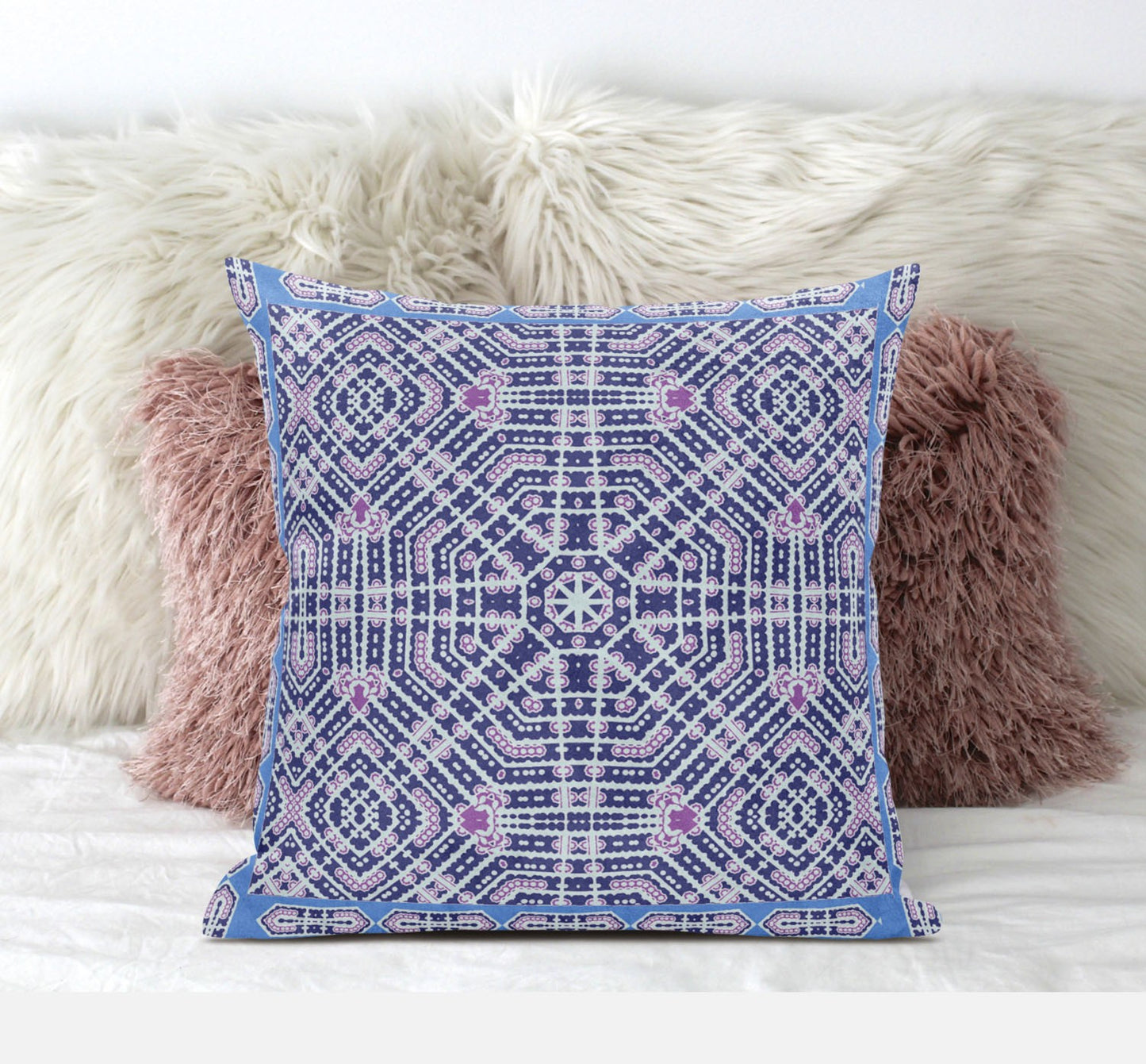 Lilac Blue Geostar Suede Pillow