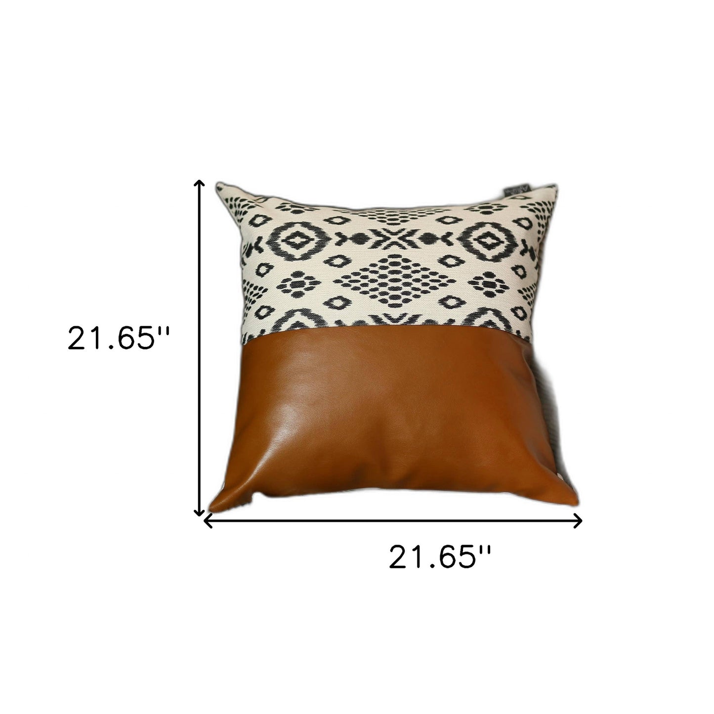 Brown Geometric Handmade Faux Leather Pillow