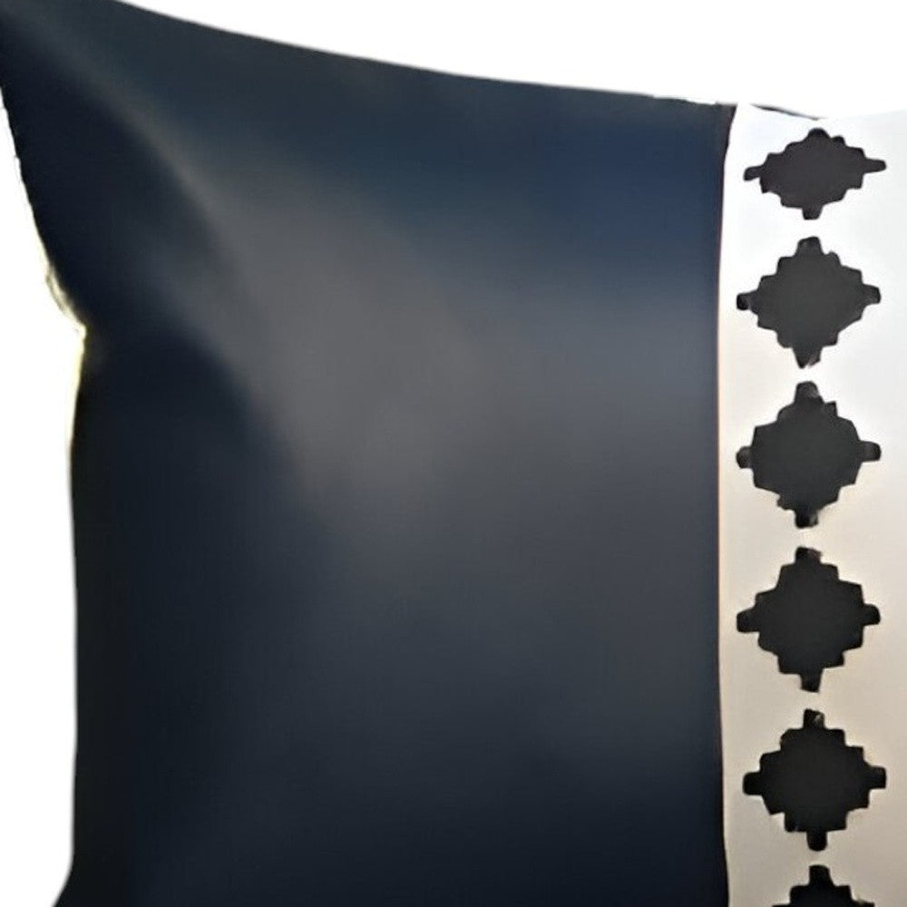 Navy Blue Faux Leather Diamond Pillow