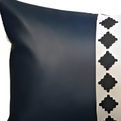 Navy Blue Faux Leather Diamond Pillow