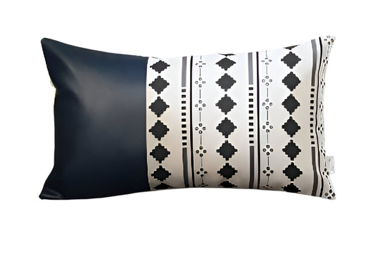 Navy Blue Faux Leather Diamond Pillow