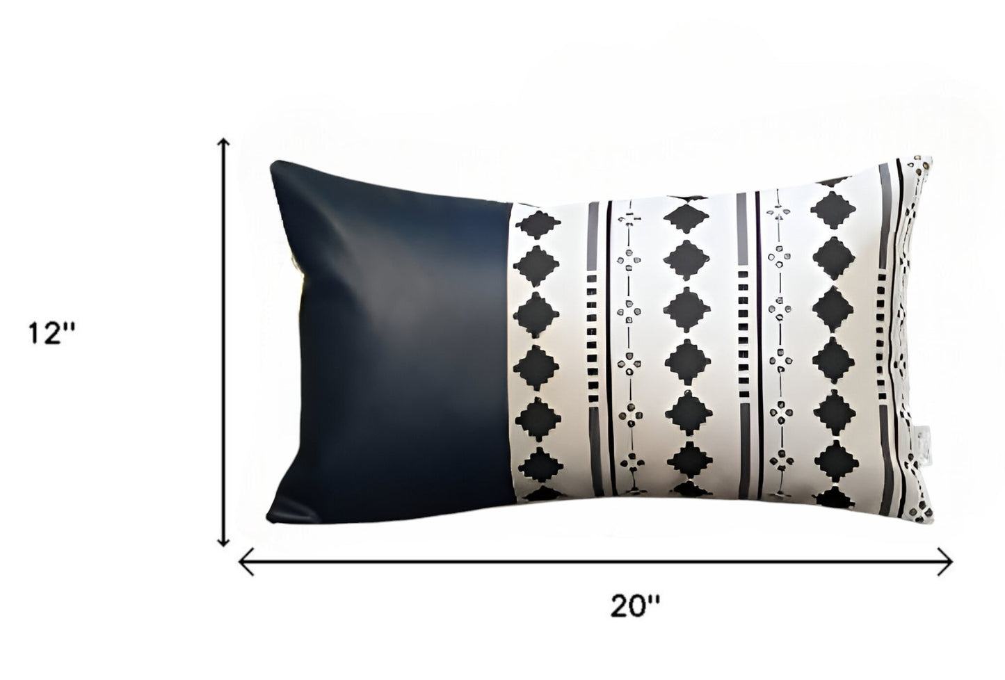 Navy Blue Faux Leather Diamond Pillow