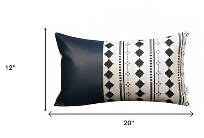 Navy Blue Faux Leather Diamond Pillow
