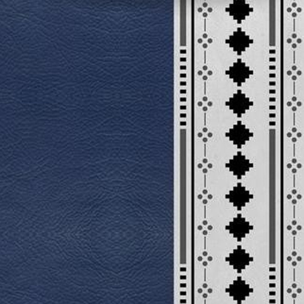 Navy Blue & White Diamond Handmade Faux Leather Pillow