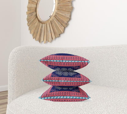 Red Black Geometric Suede Pillow