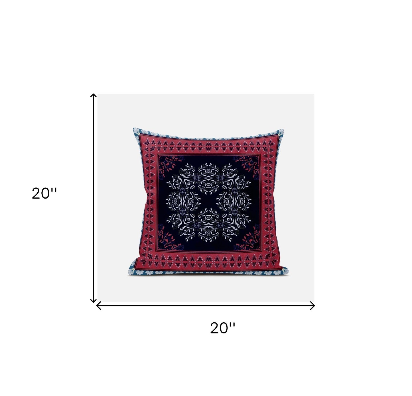 Red Black Geometric Suede Pillow